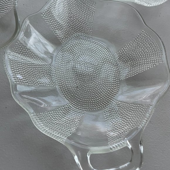 Vintage Pressed Glass Leaf Shaped Antipasti Serving Plates...